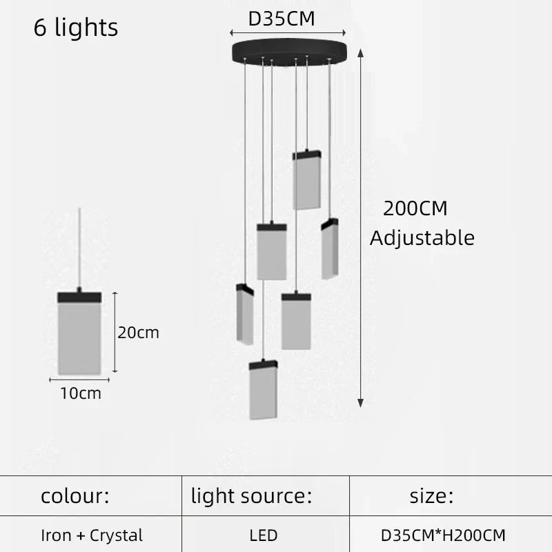 lustre en cristal design lumineux pour escalier et décoration intérieure
