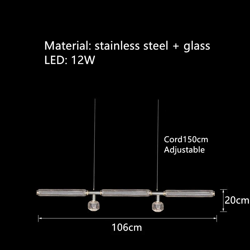 suspension postmoderne en verre transparent pour espaces modernes