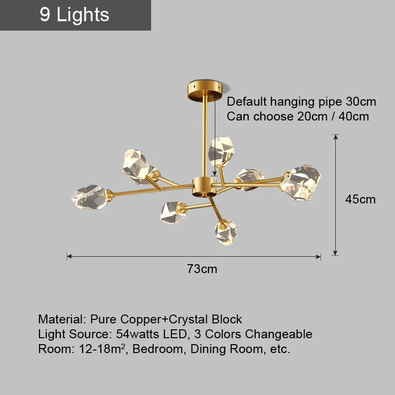 lustre spoutnik design moderne pour décoration intérieure en cristal