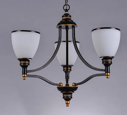 lustre classique en fer et verre pour décoration intérieure
