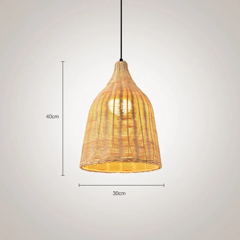 suspension en rotin et bambou pour décoration intérieure rusticité asiatique