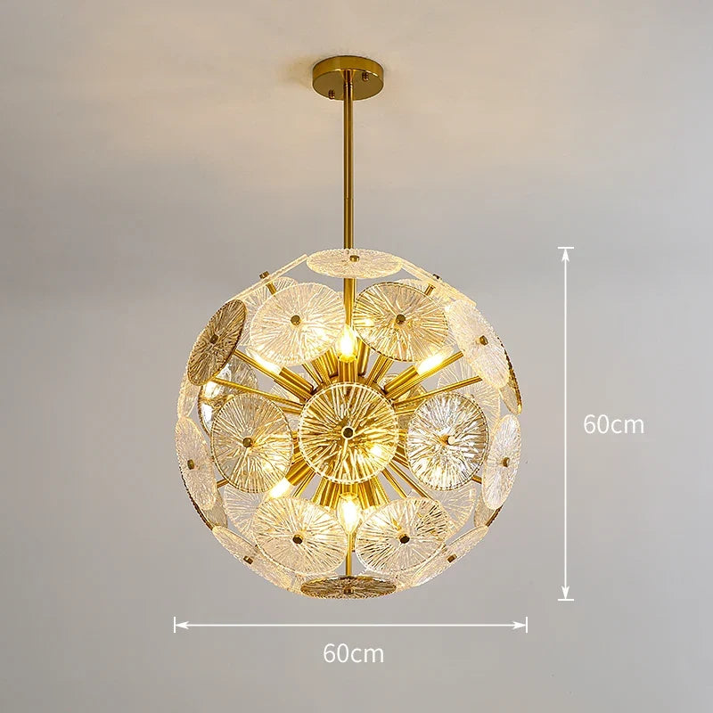 Deyidn luxe or suspension ronde verre plafond lustre pour Villa salle à manger chambre décorative moderne intérieur lumière