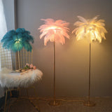 lampadaire nordique en plumes d'autruche avec éclairage led