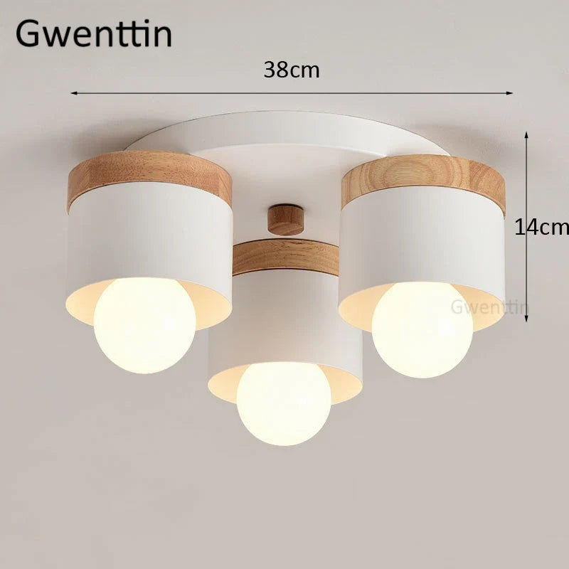 plafonnier moderne en bois et fer pour décoration intérieure