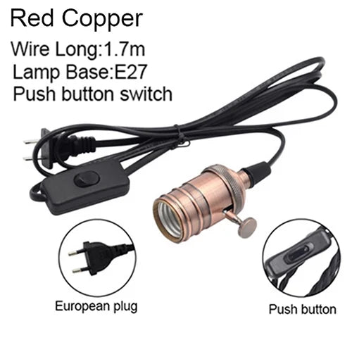 suspension vintage en fer avec interrupteur et support de lampe