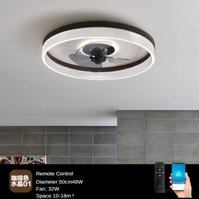 plafonnier moderne à leds avec ventilateur et 3 luminosités