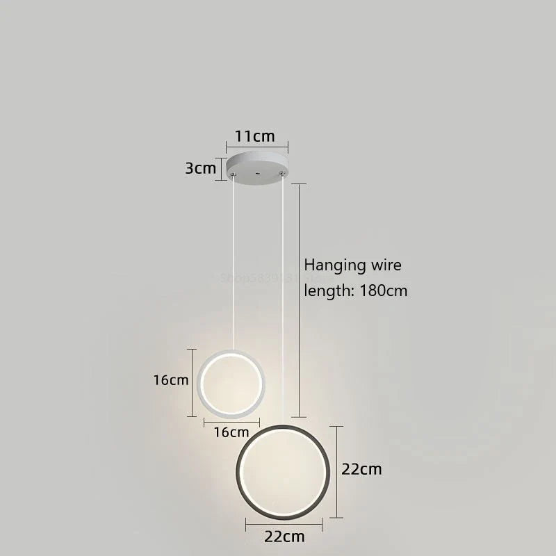 suspension led moderne en forme d'anneau pour décoration maison