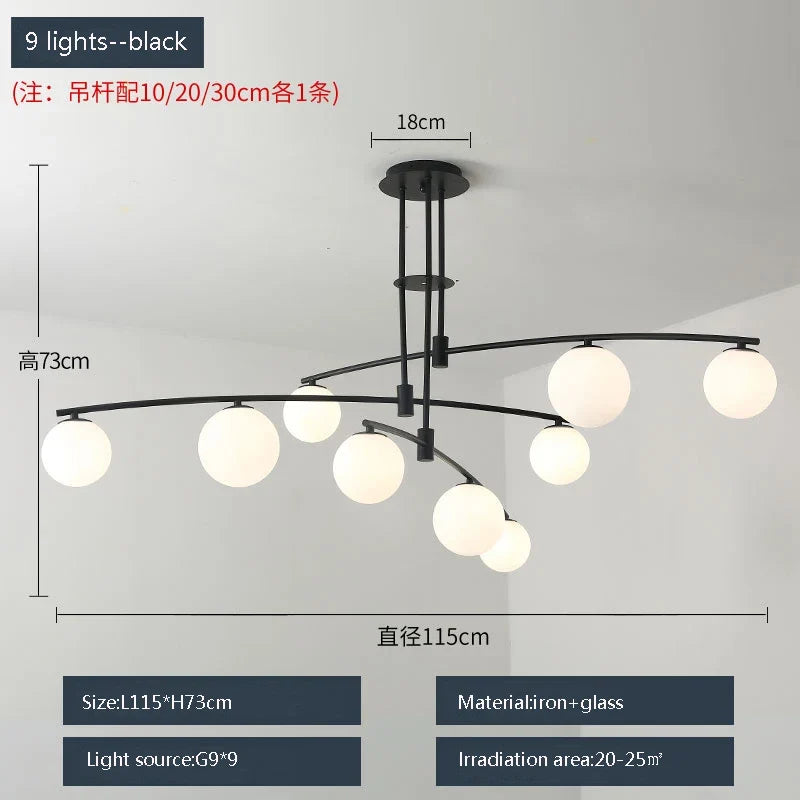 suspension moderne en métal et verre pour intérieur