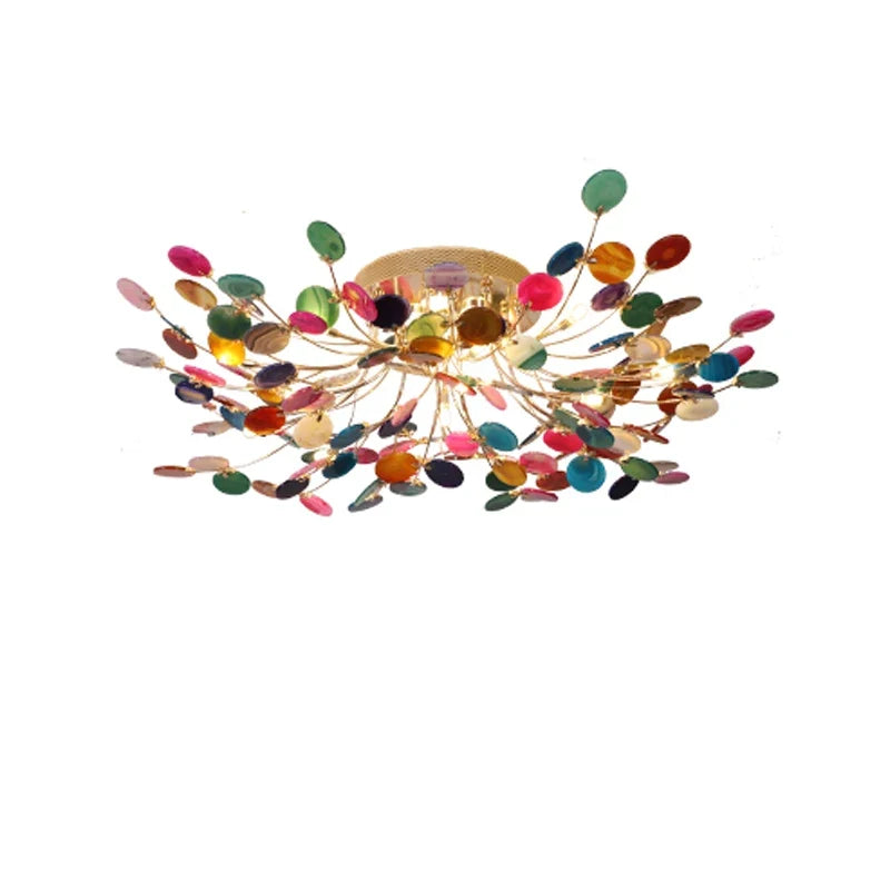lustre design art déco en agate colorée à led