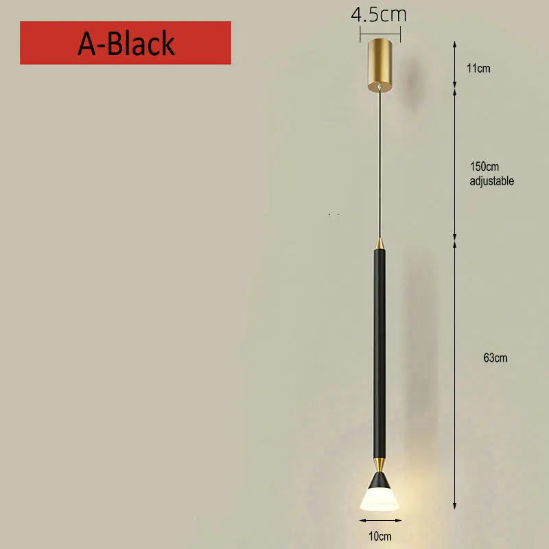 suspension créative simple avec long câble en verre et aluminium
