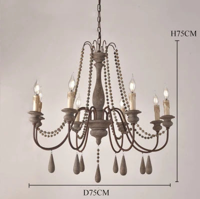 lustre rétro en bois massif pour décoration intérieure élégante