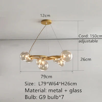 lustre nordique à bulles suspendu pour décoration intérieure