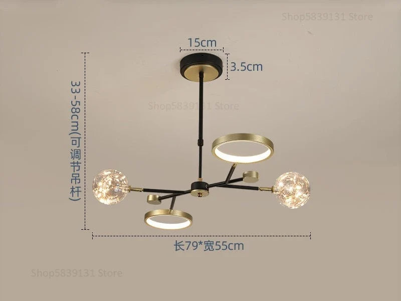 lustre nordique moderne en fer éclairage étoilé décoration créative