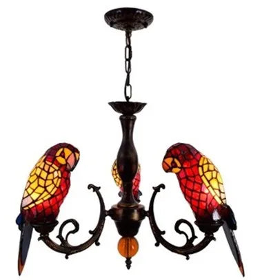 lustre tiffany vitrail lumineux oiseau perroquet design élégant intérieur