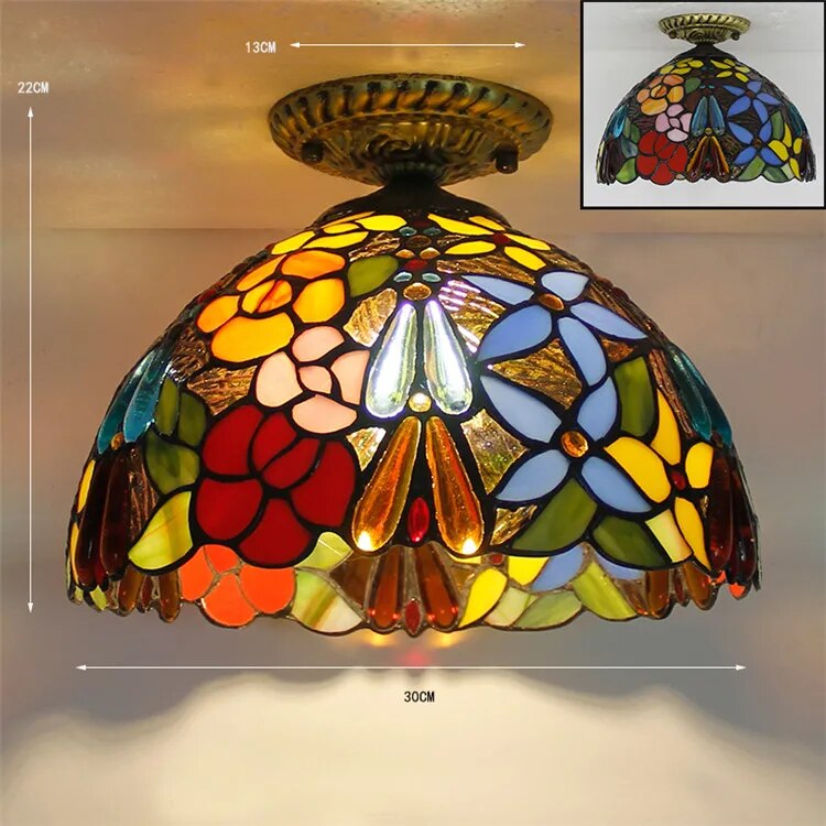 Plafonnier Led en verre créatif moderne avec ampoule 7W E27