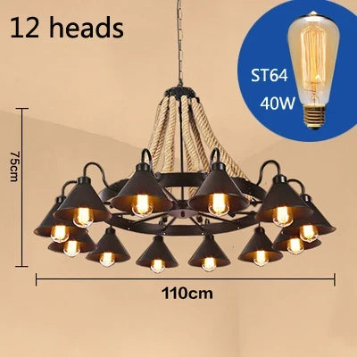lustre vintage industriel en fer forgé pour loft et café