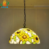 lustre en verre tiffany avec tournesols pour éclairage tendance