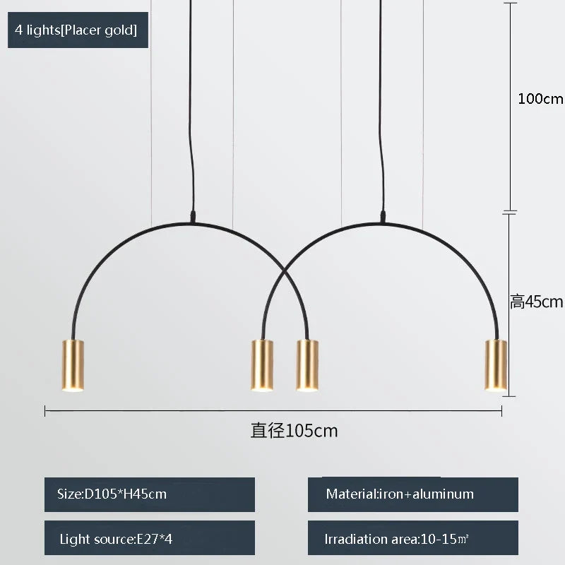 suspension moderne à trois têtes design créatif et élégant