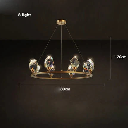 lustre en cristal et cuivre style art déco design moderne