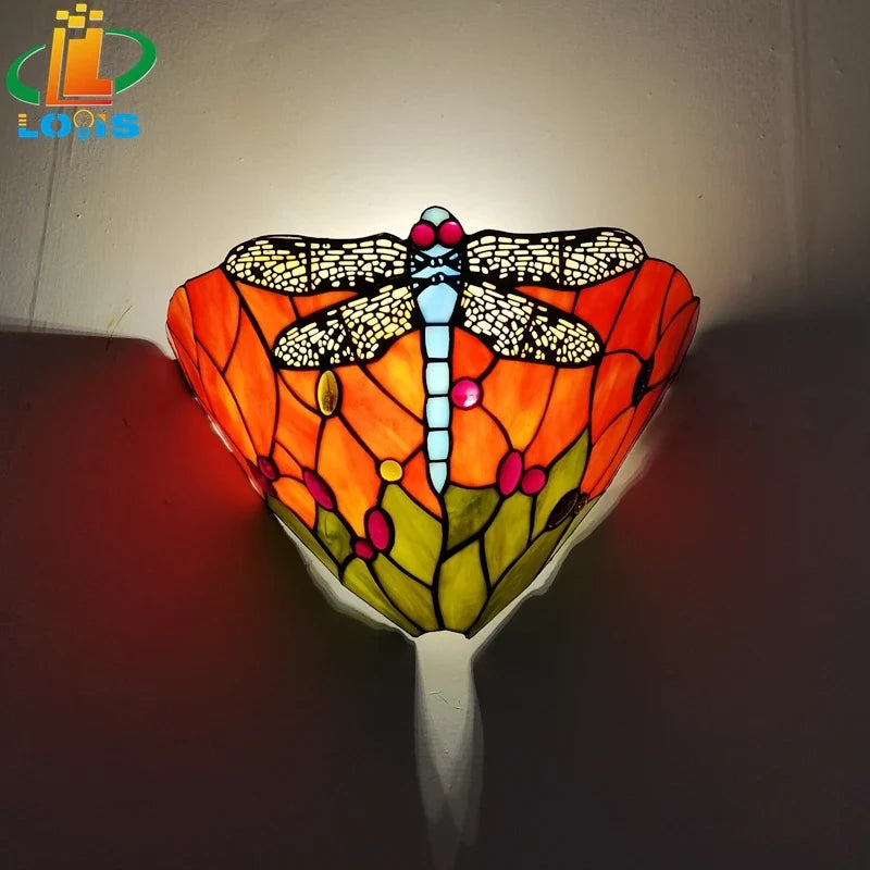 applique murale en verre libellule style tiffany pour décoration intérieure