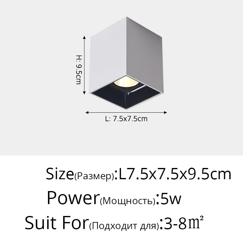 projecteur led rond carré surface montée angle réglable