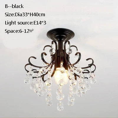plafonnier led en cristal doré pour décoration moderne
