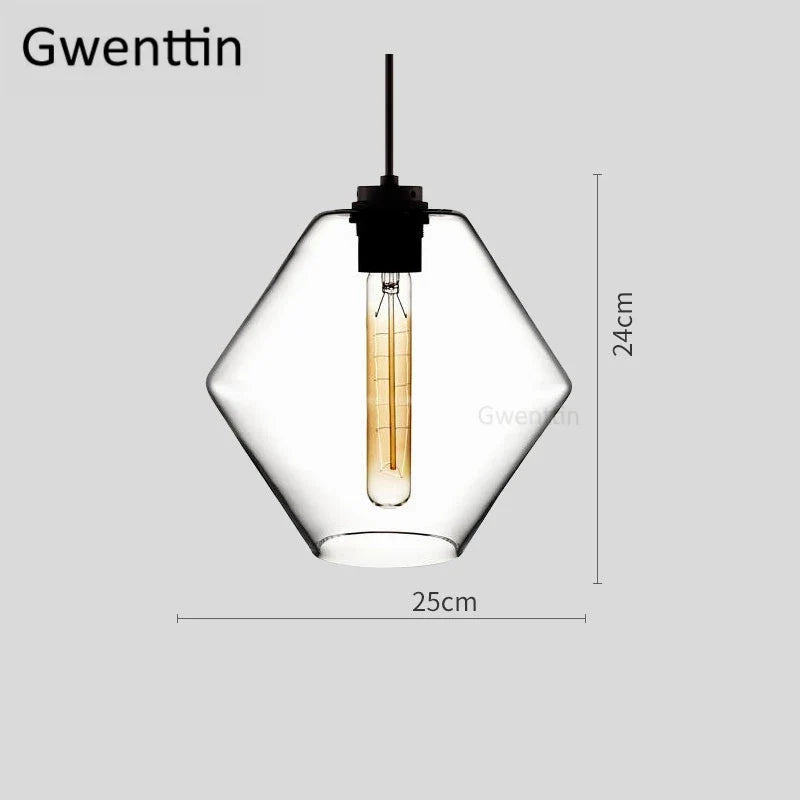 suspension moderne en verre teinté pour décoration intérieure