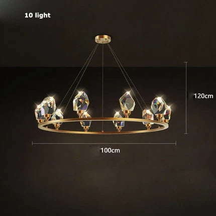 lustre en cristal et cuivre style art déco design moderne