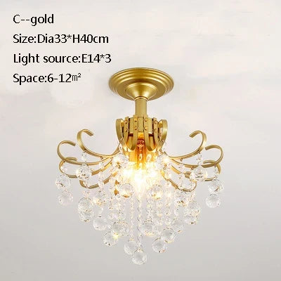 plafonnier led en cristal doré pour décoration moderne