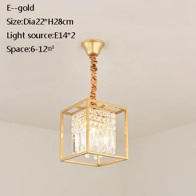 plafonnier led en cristal doré pour décoration moderne