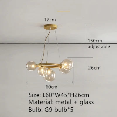 lustre nordique à bulles suspendu pour décoration intérieure