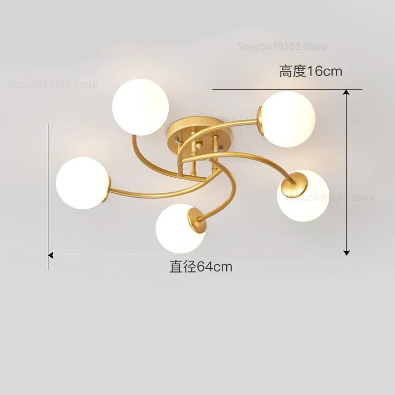 plafonnier nordique simple en verre avec led moderne