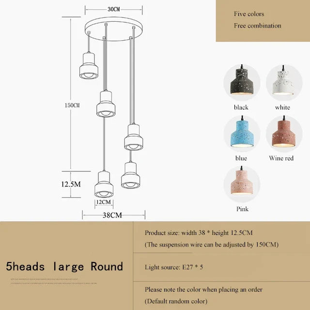 suspension moderne en terrazzo design nordique plusieurs couleurs led