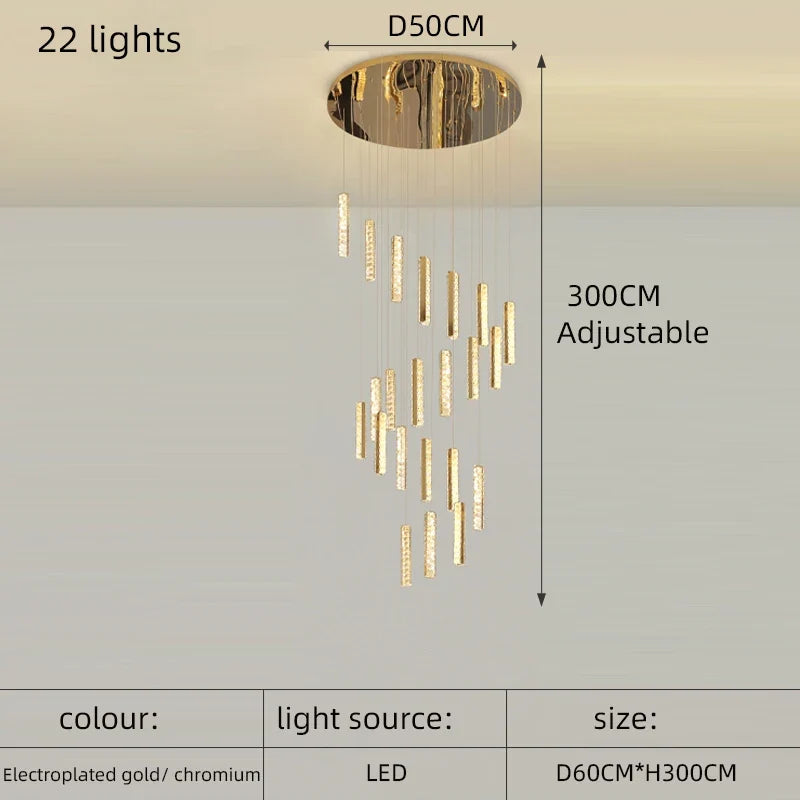 lustre en cristal led doré pour éclairage intérieur élégant et raffiné