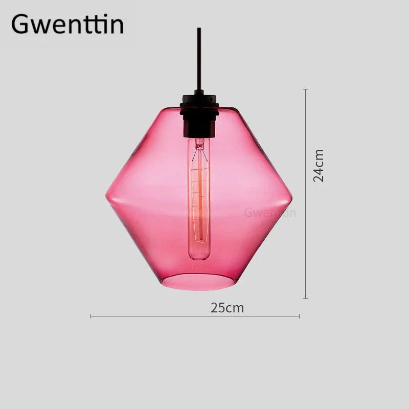 suspension moderne en verre teinté pour décoration intérieure