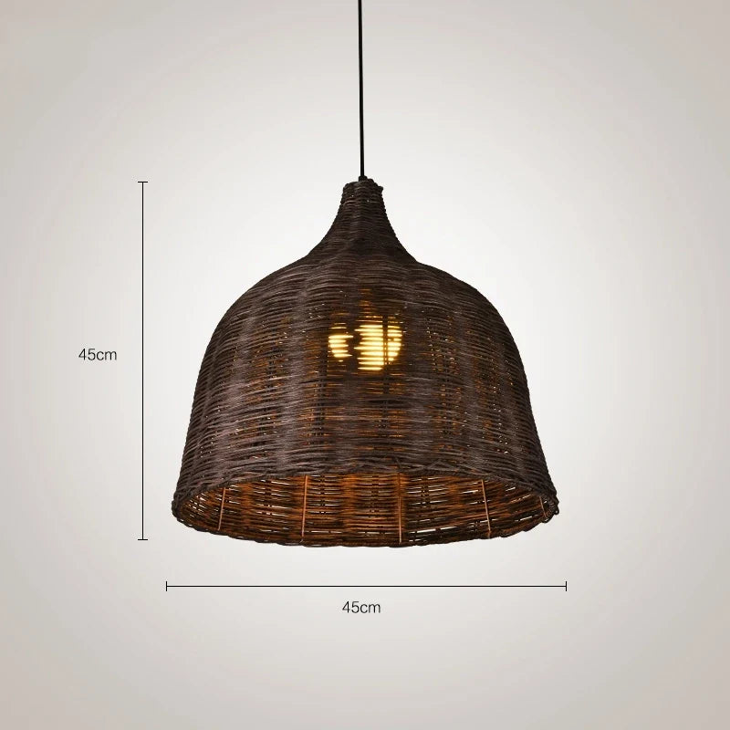 suspension en rotin et bambou pour décoration intérieure rusticité asiatique