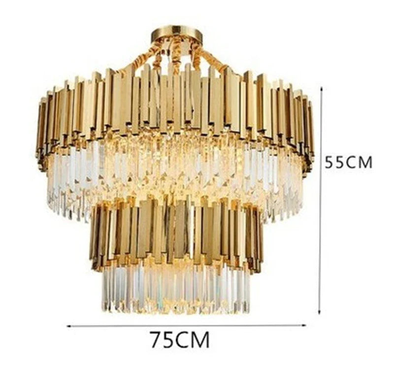 lustre moderne en cristal avec grande suspension à led