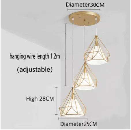 2022 New Nordic aisle diamond chandelier simple modern retro wrought iron living room dining room led ceiling chandelier