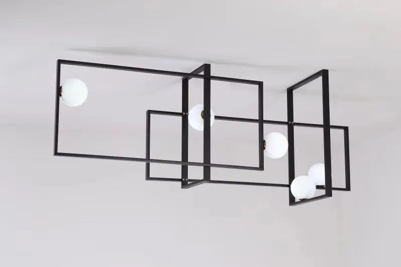 lustre led moderne design innovant cadre doré boule verre