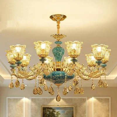 lustre de luxe en cristal et céramique pour un éclairage élégant