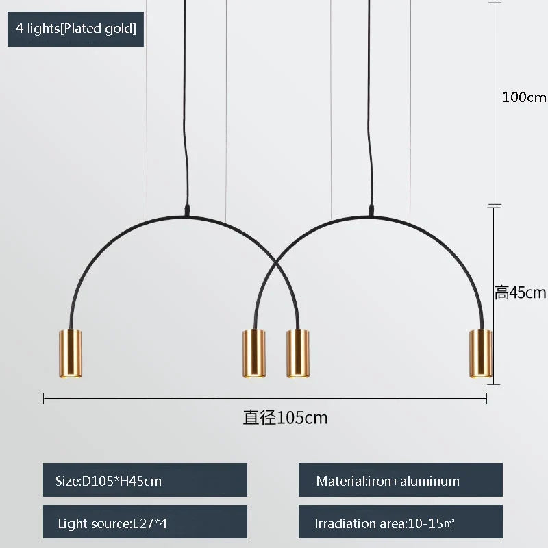 suspension moderne à trois têtes design créatif et élégant