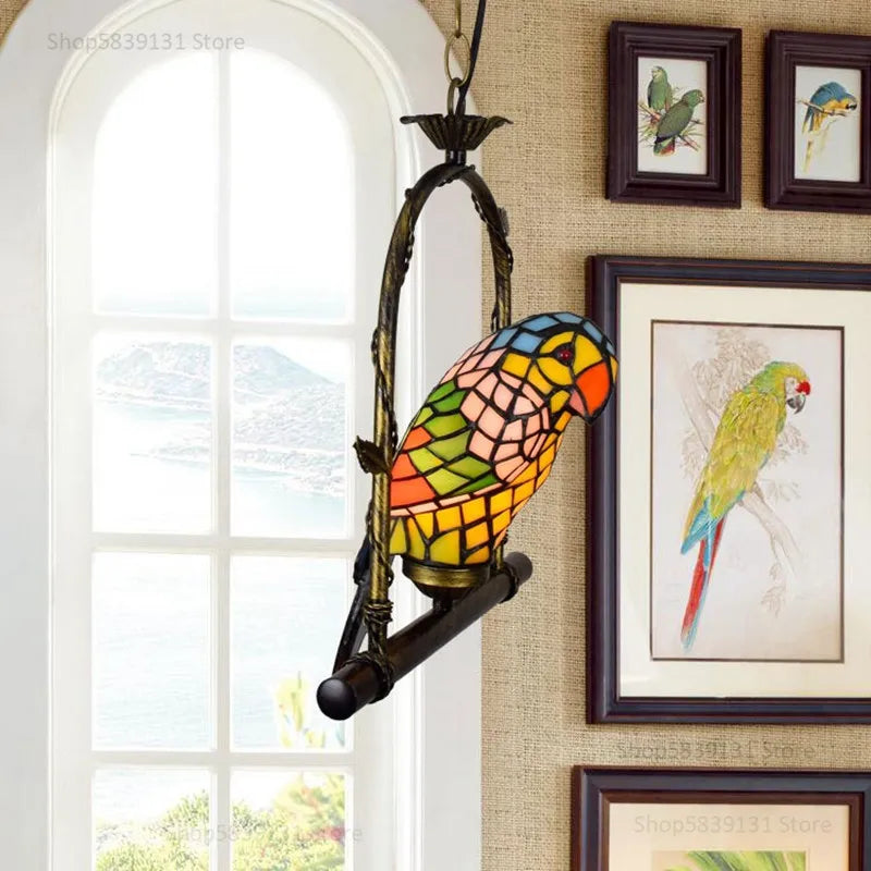 lustre suspendu led perroquet en verre post-moderne rétro américain