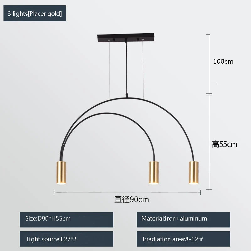 suspension moderne à trois têtes design créatif et élégant