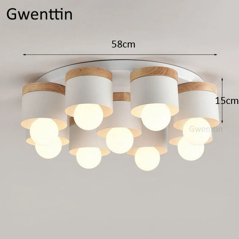 plafonnier moderne en bois et fer pour décoration intérieure