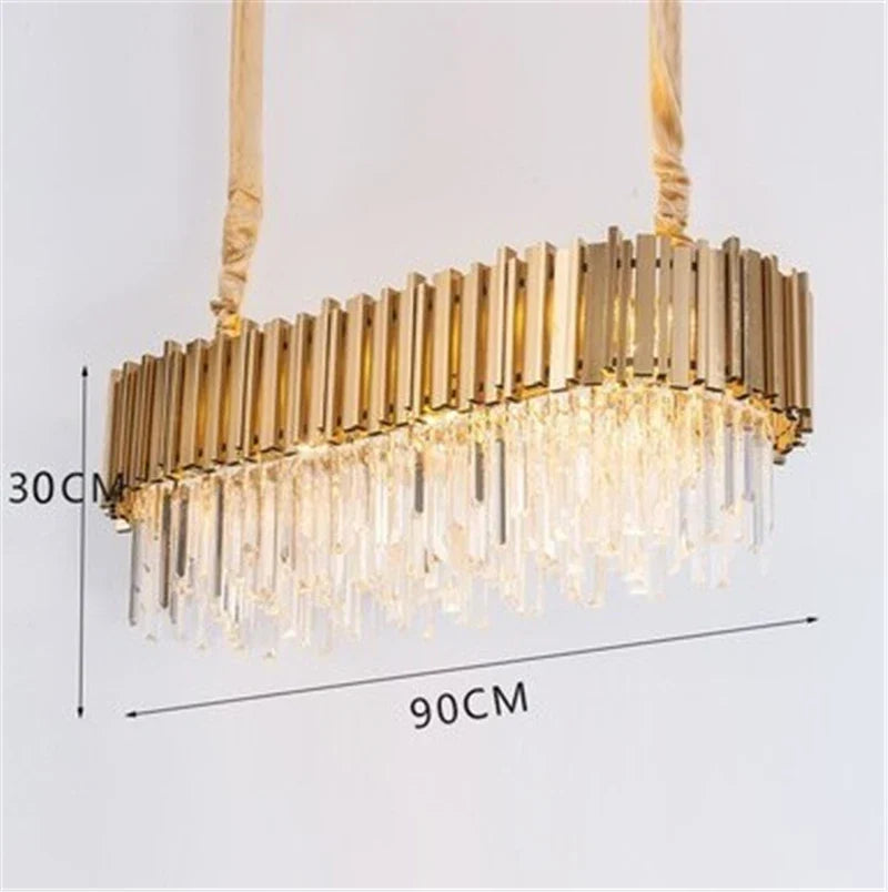 lustre moderne en cristal avec grande suspension à led