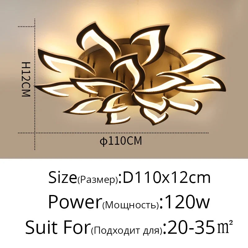 Plafonnier fleur avec pétales à LED en acrylique