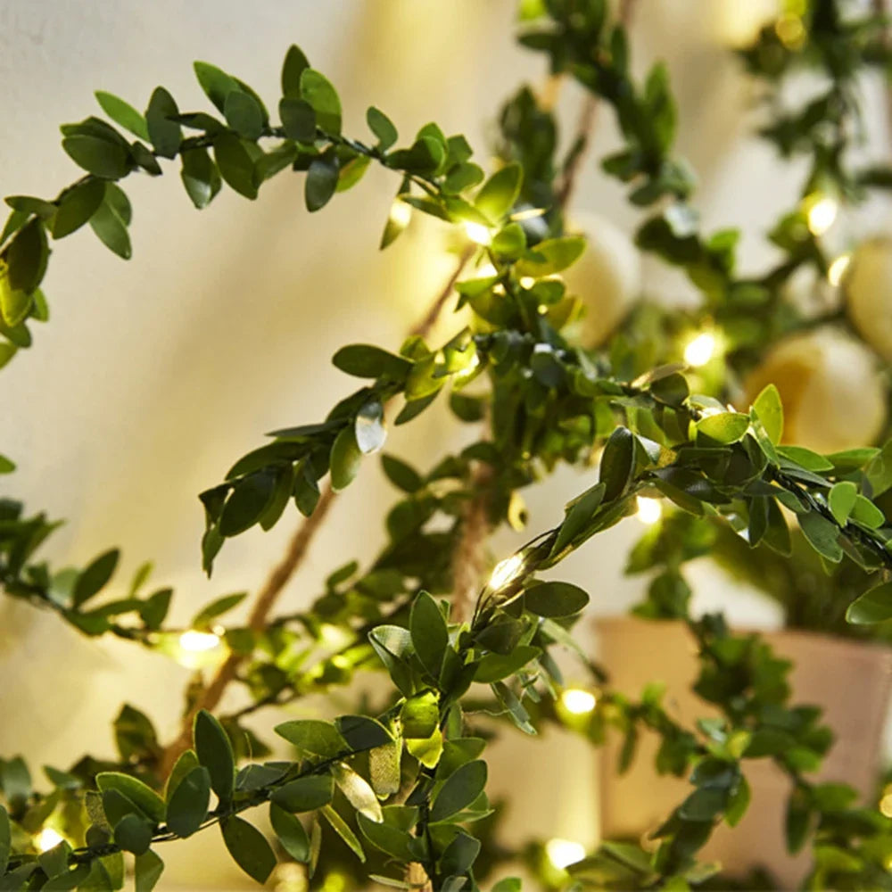 guirlande lumineuse à feuilles artificielles pour décorations festives
