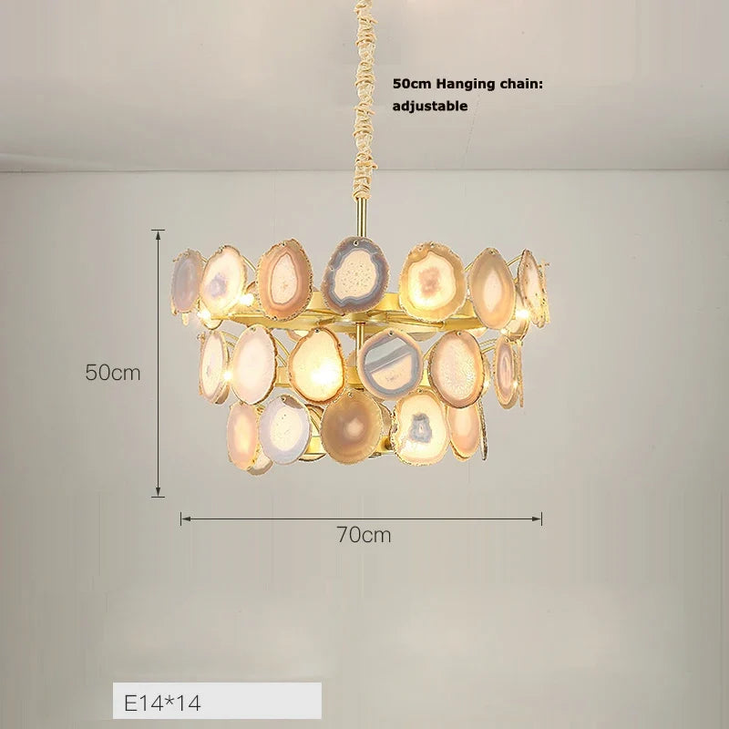 lustre design moderne en agate colorée pour intérieur