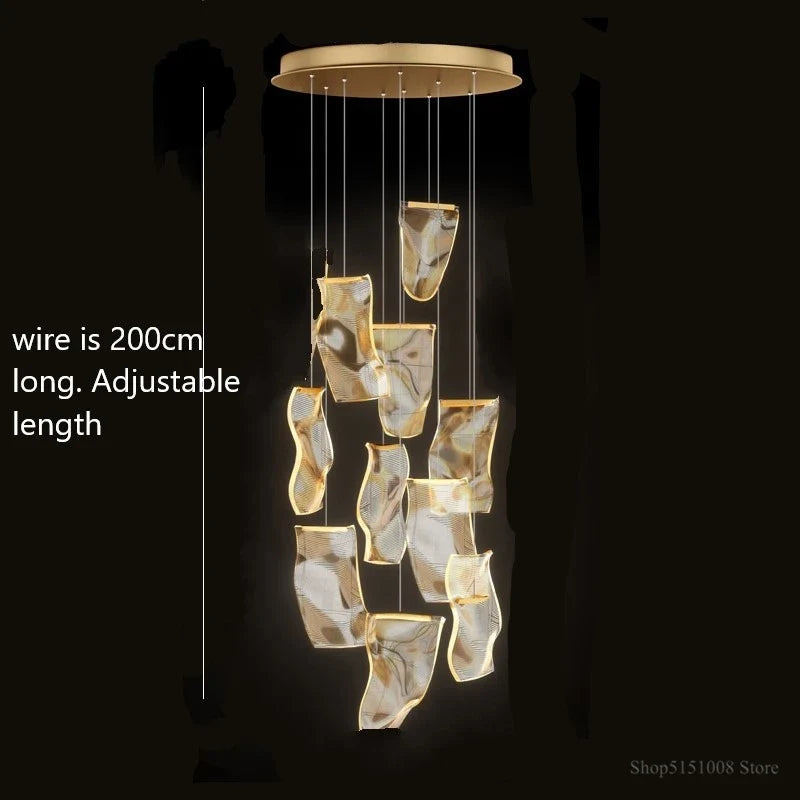 lustre led moderne pour escalier et magasin de vêtements
