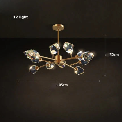 lustre en cristal et cuivre style art déco design moderne